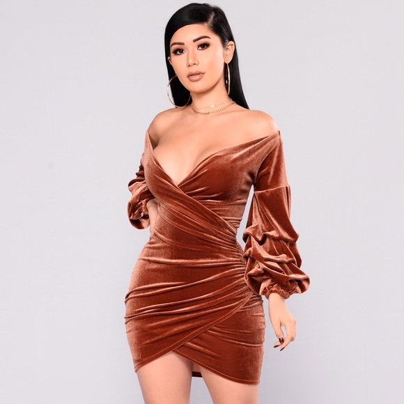 Fashion Nova Dresses & Skirts - Blair velvet dress {rust}